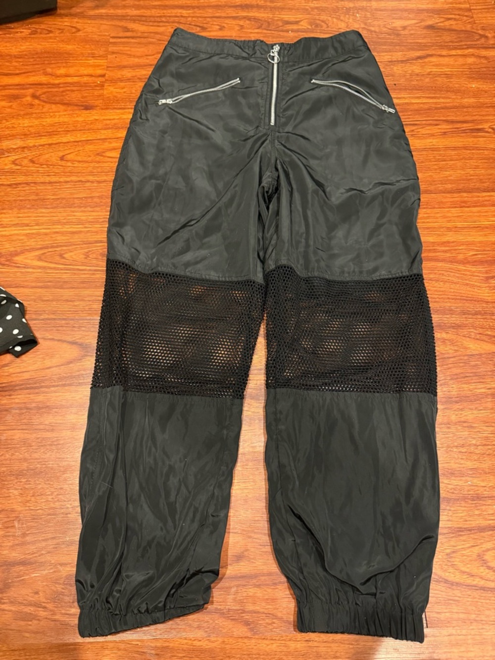 Black Mesh Track Pants